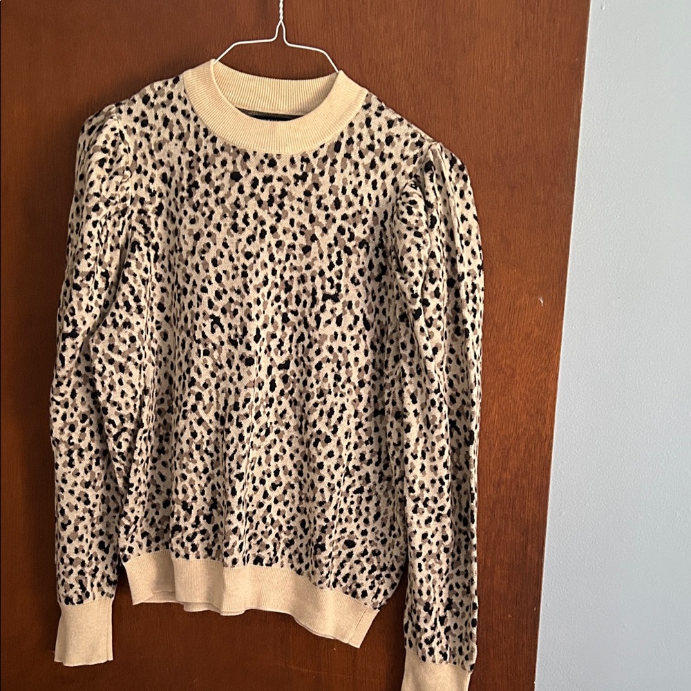 Who What Wear Animal Print Crew Neck Sweater